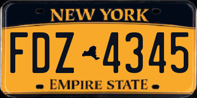 NY license plate FDZ4345