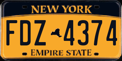 NY license plate FDZ4374