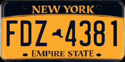 NY license plate FDZ4381