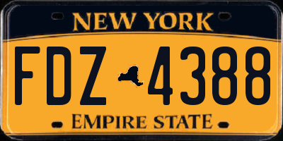 NY license plate FDZ4388