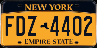 NY license plate FDZ4402
