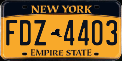 NY license plate FDZ4403