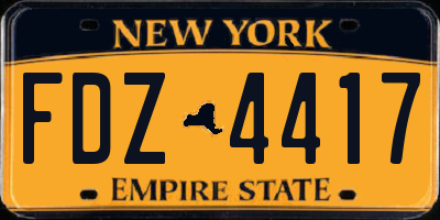 NY license plate FDZ4417