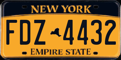 NY license plate FDZ4432