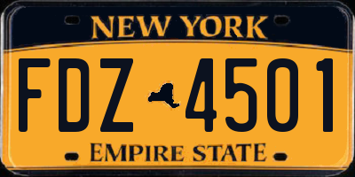 NY license plate FDZ4501