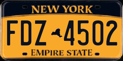 NY license plate FDZ4502