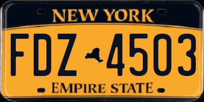 NY license plate FDZ4503