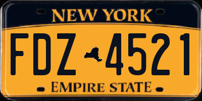 NY license plate FDZ4521