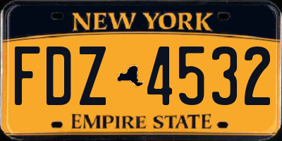 NY license plate FDZ4532