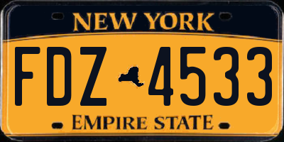 NY license plate FDZ4533