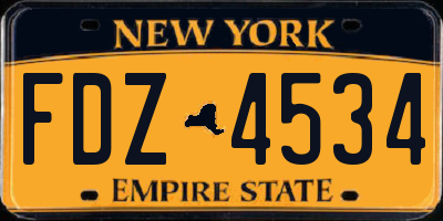 NY license plate FDZ4534