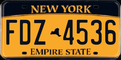 NY license plate FDZ4536