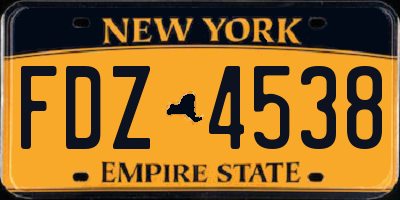 NY license plate FDZ4538