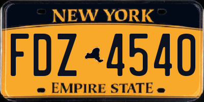 NY license plate FDZ4540