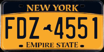 NY license plate FDZ4551