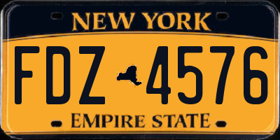 NY license plate FDZ4576