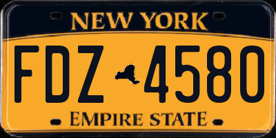 NY license plate FDZ4580