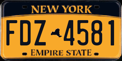 NY license plate FDZ4581