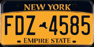 NY license plate FDZ4585