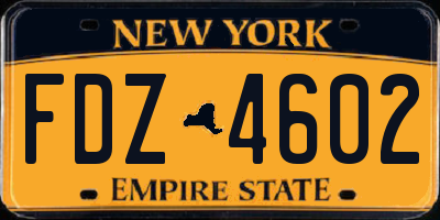 NY license plate FDZ4602