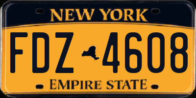 NY license plate FDZ4608
