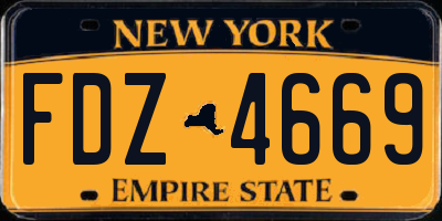 NY license plate FDZ4669