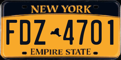 NY license plate FDZ4701