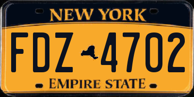 NY license plate FDZ4702