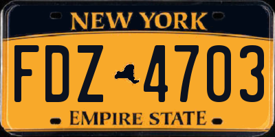 NY license plate FDZ4703