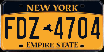 NY license plate FDZ4704