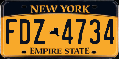 NY license plate FDZ4734