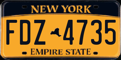 NY license plate FDZ4735