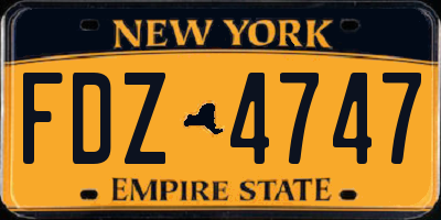 NY license plate FDZ4747