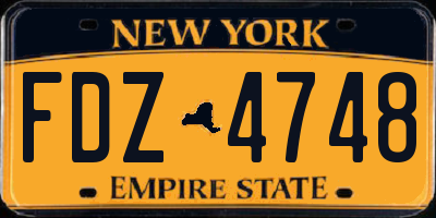 NY license plate FDZ4748