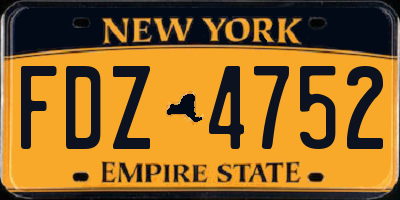 NY license plate FDZ4752
