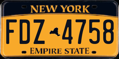 NY license plate FDZ4758