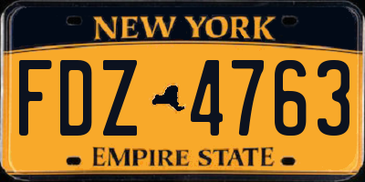 NY license plate FDZ4763