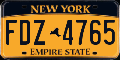 NY license plate FDZ4765