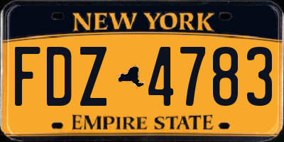 NY license plate FDZ4783