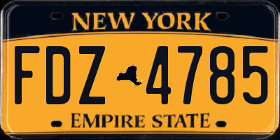 NY license plate FDZ4785
