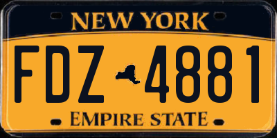 NY license plate FDZ4881