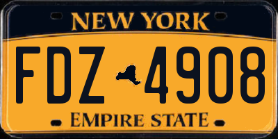 NY license plate FDZ4908