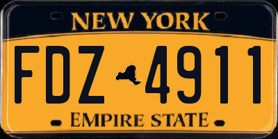 NY license plate FDZ4911