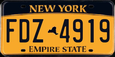 NY license plate FDZ4919