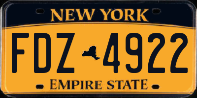 NY license plate FDZ4922
