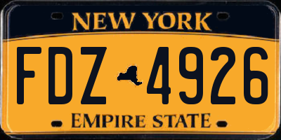 NY license plate FDZ4926