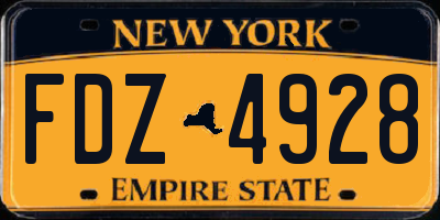 NY license plate FDZ4928