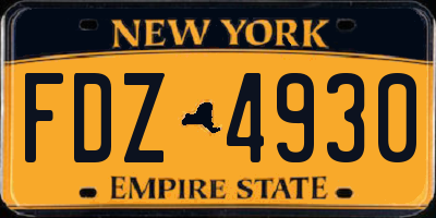 NY license plate FDZ4930