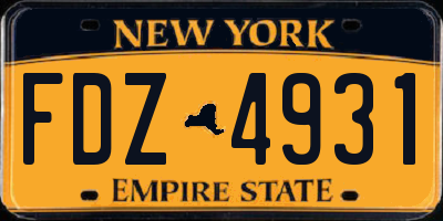 NY license plate FDZ4931