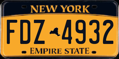 NY license plate FDZ4932